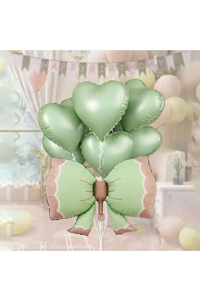 CANSIN Fi̇Yonk Heart Yeşi̇L Balloon Seṫ