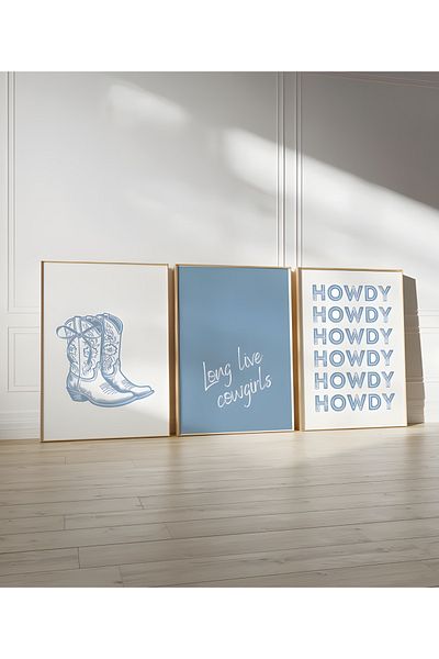 Home Set de 3 postere estetice Ice Cowboy Girl, Decor camera de zi, Decor camera adolescentului, Set fara rama