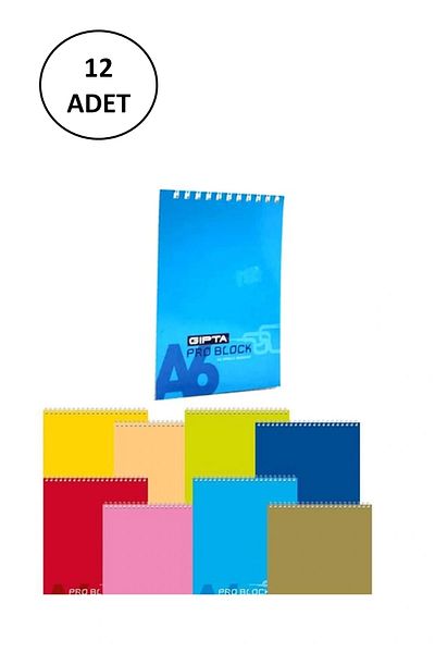 Gıpta Pro Block A6 Spiral Cardboard Cover Memo Pad (NOT BOOK) 40 YpChecked 12 Pieces