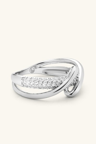Marie Claire Bombeli Çift Sarmal Zirkon Taşlı Yüzük Gümüş Renk Shine Koleksiyon