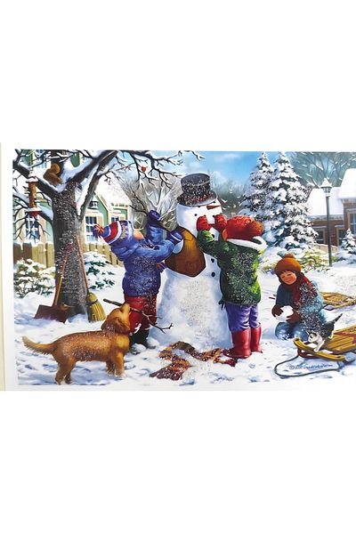 şahane parti Snowman and Happy Kids 30 Pieces Karne Sleeve