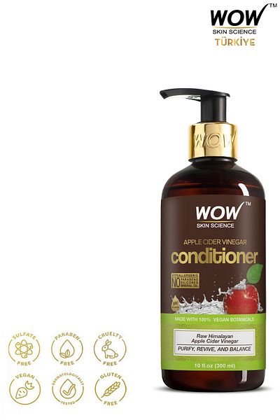 WOW Skin Science بلسم حمض التفاح للشعر - مكونات طبيعية 96% فيتامينات B1، B5، B6 وزيت اللوز الحلو