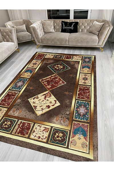 LİMAY Husa Covor - Fara Burete - Elastic - Lavabila - Decorativa - Tesatura Catifea