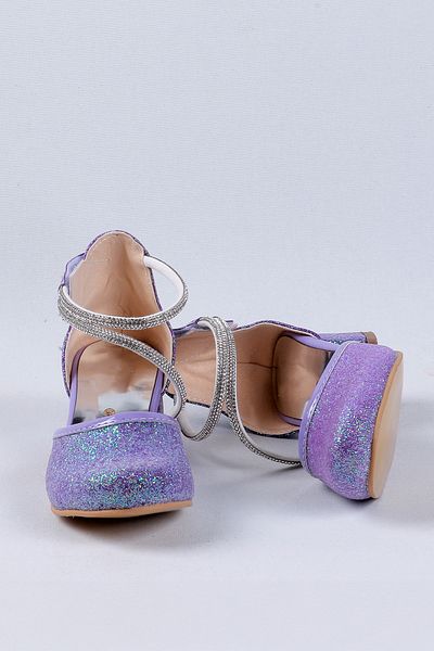 NS Little Girls' High Heel Shoes-Ankle Velcro, Easy Wear-Rhinestone, Glittery Children's Evening Dress Shoes