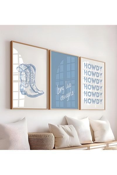 Home Set de 3 postere estetice Ice Cowboy Girl, Decor camera de zi, Decor camera adolescentului, Set fara rama