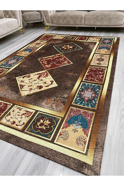 LİMAY Husa Covor - Fara Burete - Elastic - Lavabila - Decorativa - Tesatura Catifea
