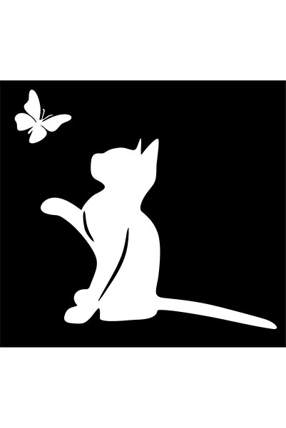 Birim Matbaa Cat and Butterfly Auto Sticker(18X20 cm)