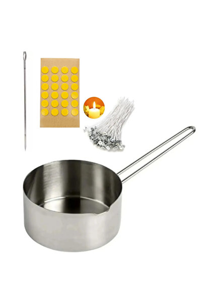 adin tasarım Mum Seti Mum Eritme Kabı 500 ml Fitil Delme Aparatı Hazır Mum Fitili Tutacağı 20li Mum Etiketi