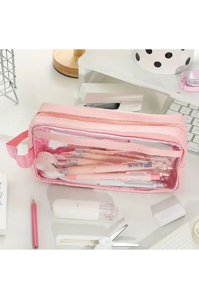 Kawai Soft Pink Pen Holder with Clear Window