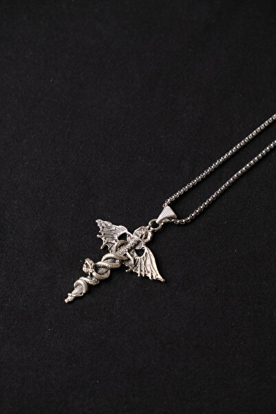 cheetah quality Kanatlı Yılan Paslanmaz Çelik Zincir Erkek Kolye