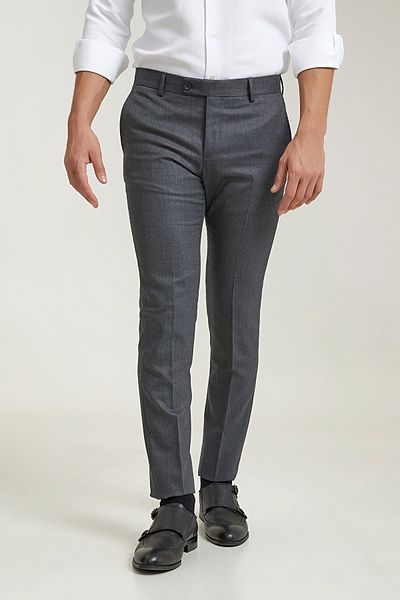 Twn Anthracite Dobby Fabric Trousers