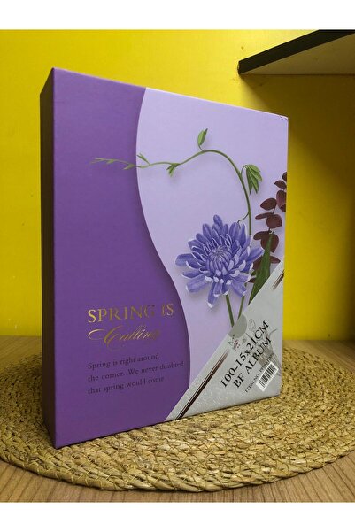 Aledo 15x21cm 100'lük Çiçek Desenli Delüks Fotoğraf Albümü