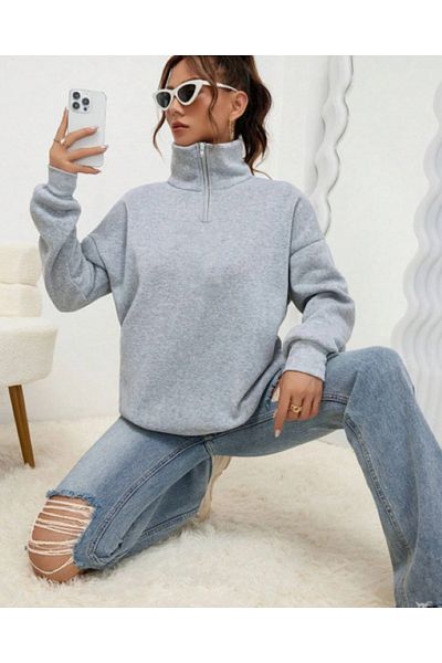 Elvino Half Zippered Stand Collar Winter Unisex Sweatshirt