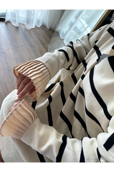 She Olive Μπεζ χρώμα πλισέ μανίκια