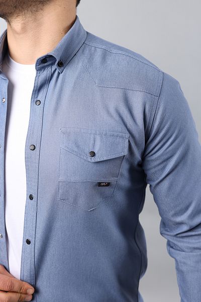 Enuygunenmoda Slim Fit Double Pocket A Ποιοτικό ανδρικό τζιν πουκάμισο