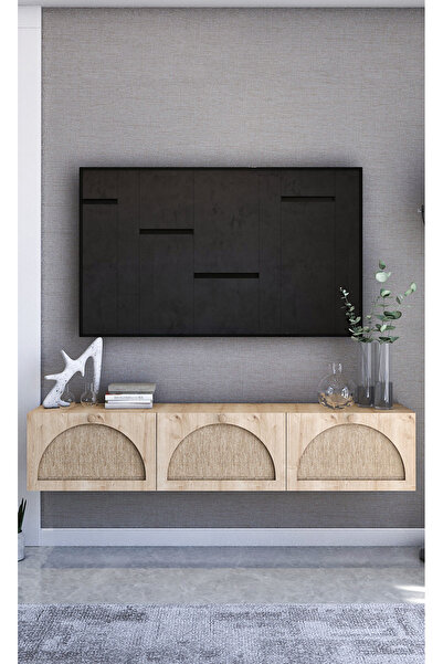 Onouqo Tv Ünitesi ,tv Sehpası ,iskandinav Jüt Kumaşlı Ultra Lüks (ÖZEL TASARIM) Mdf E150xd32xy30cm