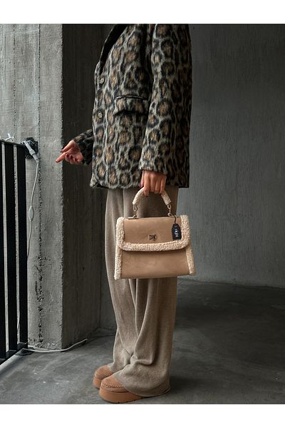 Night Geanta de mana si umar dama Hannah Model Suede Cream