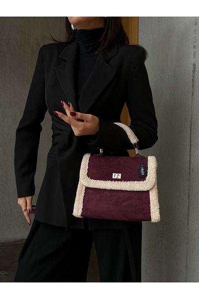 Night Geanta de mana si umar dama Hannah Model Suede Claret Red
