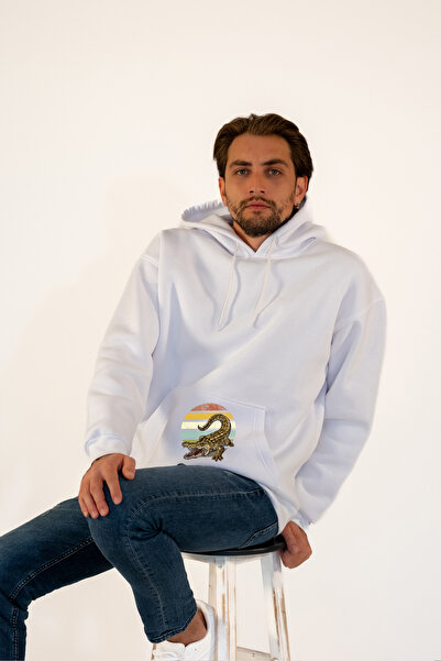 TEVOOY سويت شيرت بقلنسوة كبير الحجم للجنسين مكون من 3 خيوط من الريش مع طباعة ...