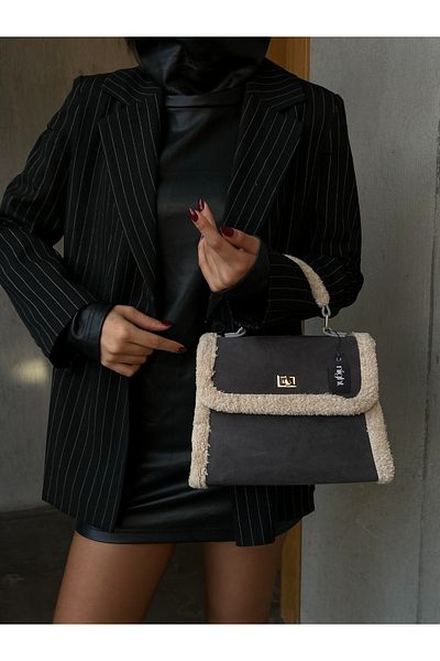Night Geantă de mână și de umăr pentru femei Hannah Model Suede Grey