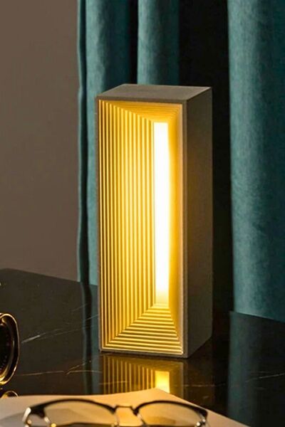 pamircandles Taş Tasarım Led Lamba Çalışma Masa Gece Abajur Kamp Lambader Sarı Beyaz Led Usb Lambası