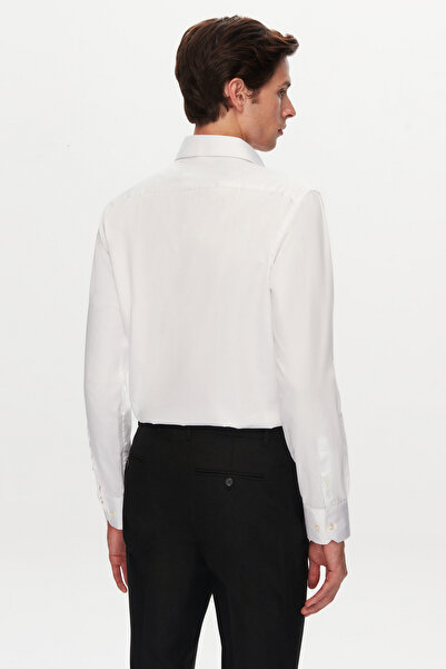 D'S Damat Ds Damat Slim Fit White Plain Nano Care Shirt