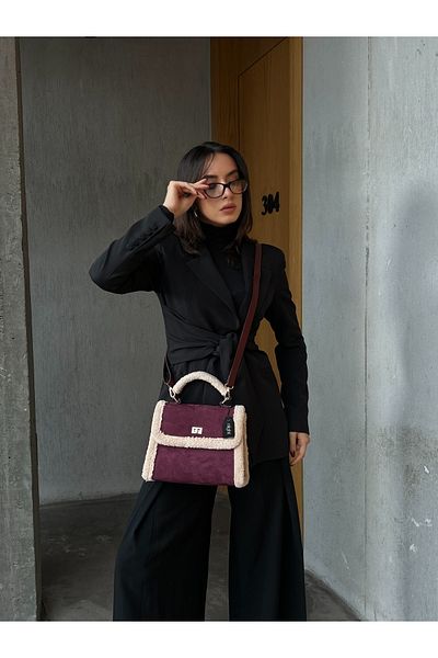 Night Geanta de mana si umar dama Hannah Model Suede Claret Red