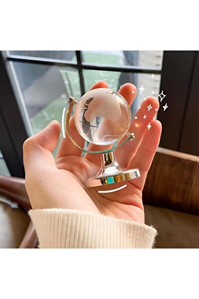 EXENET Dünya Haritası Temalı Mini Kristal Cam Küre Hediyelik Şirin Minik Döne...