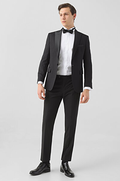 D'S Damat Ds Damat Slim Fit Siyah Armürlü Damatlık & Smokin Takim Elbise