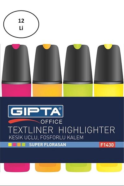 Gıpta Blue Highlighter 5mm - 12 Pieces Cut Point