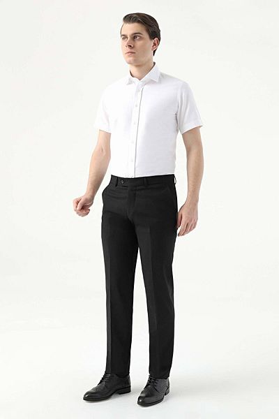 D'S Damat Παντελόνι Ds Damat Slim Fit Μαύρο ίσιο ύφασμα