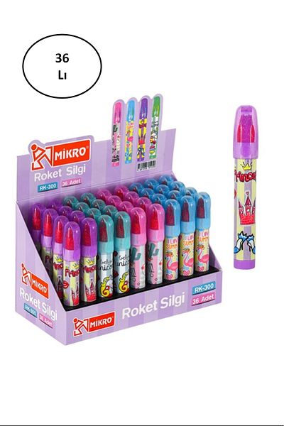 Mikro Rocket Eraser 36 Pieces