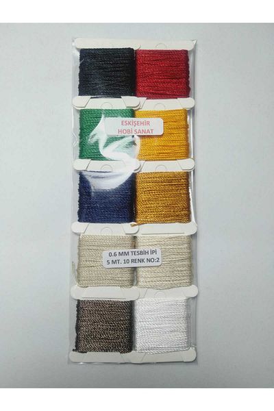 Eskişehir hobi sanat 0,6 mm 5 μέτρα 10 χρώματα Σχοινί χάντρες προσευχής Σύνολο 50 μέτρα