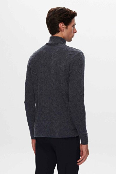 D'S Damat Ds Damat Regular Fit Indigo Jacquard Patterned Knitwear Sweater