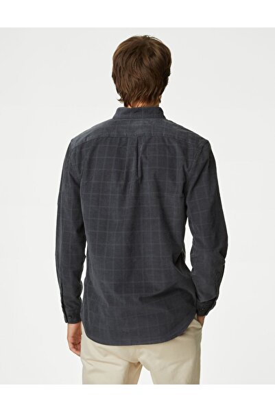 Marks & Spencer Saf Pamuklu Kadife Regular Fit Gömlek