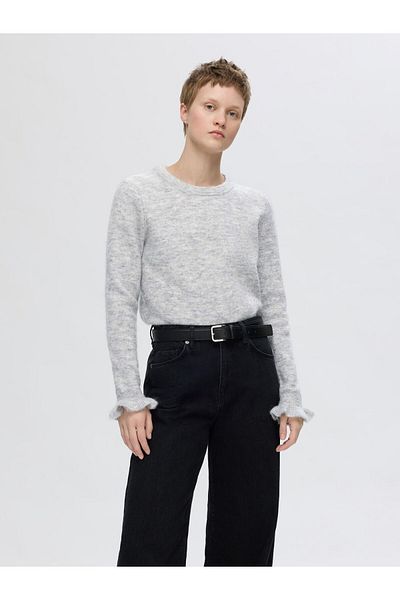 Selected Femme Strickpullover Rüschenärmel