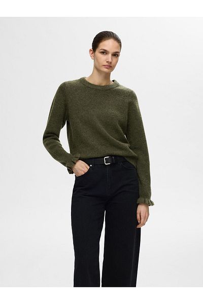 Selected Femme Strickpullover Rüschenärmel