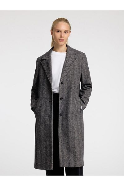 Selected Femme Langer Mantel Fischgrät