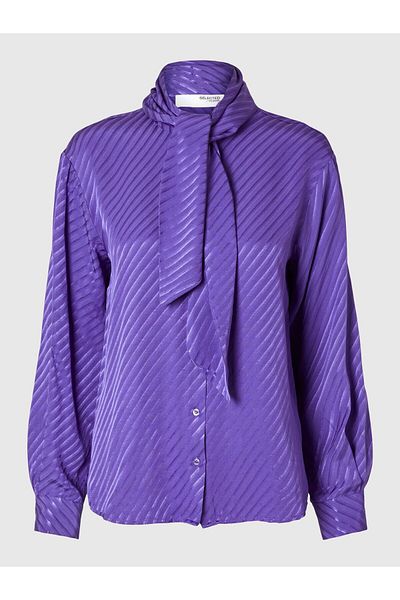 Selected Femme Satinbluse Schleifen