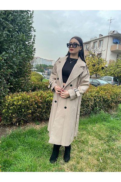 TANISA Zora Long Button Detail Trench Coat Tns-4317