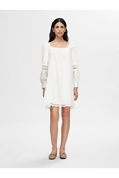 Selected Femme Minikleid Langärmeliges Spitzen