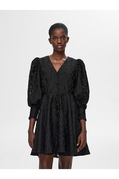 Selected Femme Kleid mit Puffärmeln Geblümtes