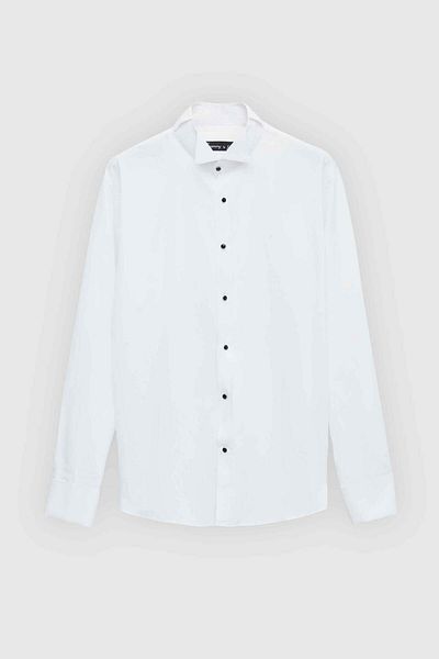 D'S Damat Λευκό Σμόκιν - Ds Groom, Slim Fit, Πουκάμισο Dobby