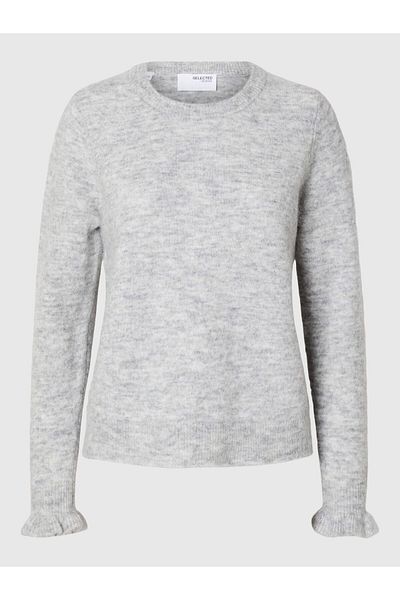 Selected Femme Strickpullover Rüschenärmel