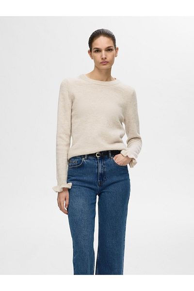 Selected Femme Strickpullover Rüschenärmel