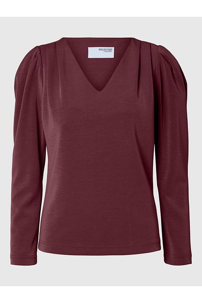 Selected Femme Top mit V-Ausschnitt Drapiertes