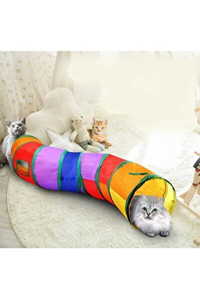 MadPet Kıvrımlı Model Gökkuşağı Katlanabilir Kedi Oyun Tüneli Evcil Hayvan Tü...