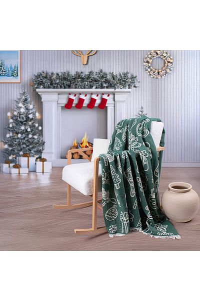 Befera Design Single 4-Layer Muslin Pique - 100% Cotton Jacquard Bedspread Tv Blanket 140X200 Christmas