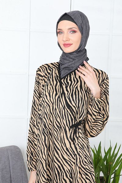 Kutay Collection Καφέ Βαμβακερό Κομψό Φόρεμα Προσευχής - Εποχιακό