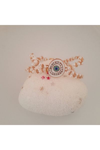 Minnoş Dükkan Evil Eye Beaded Pearl Bracelet